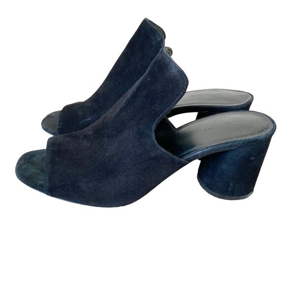 Vince Black Tanay Suede Leather Slide Mule Block Heel size 9 - Picture 6 of 11